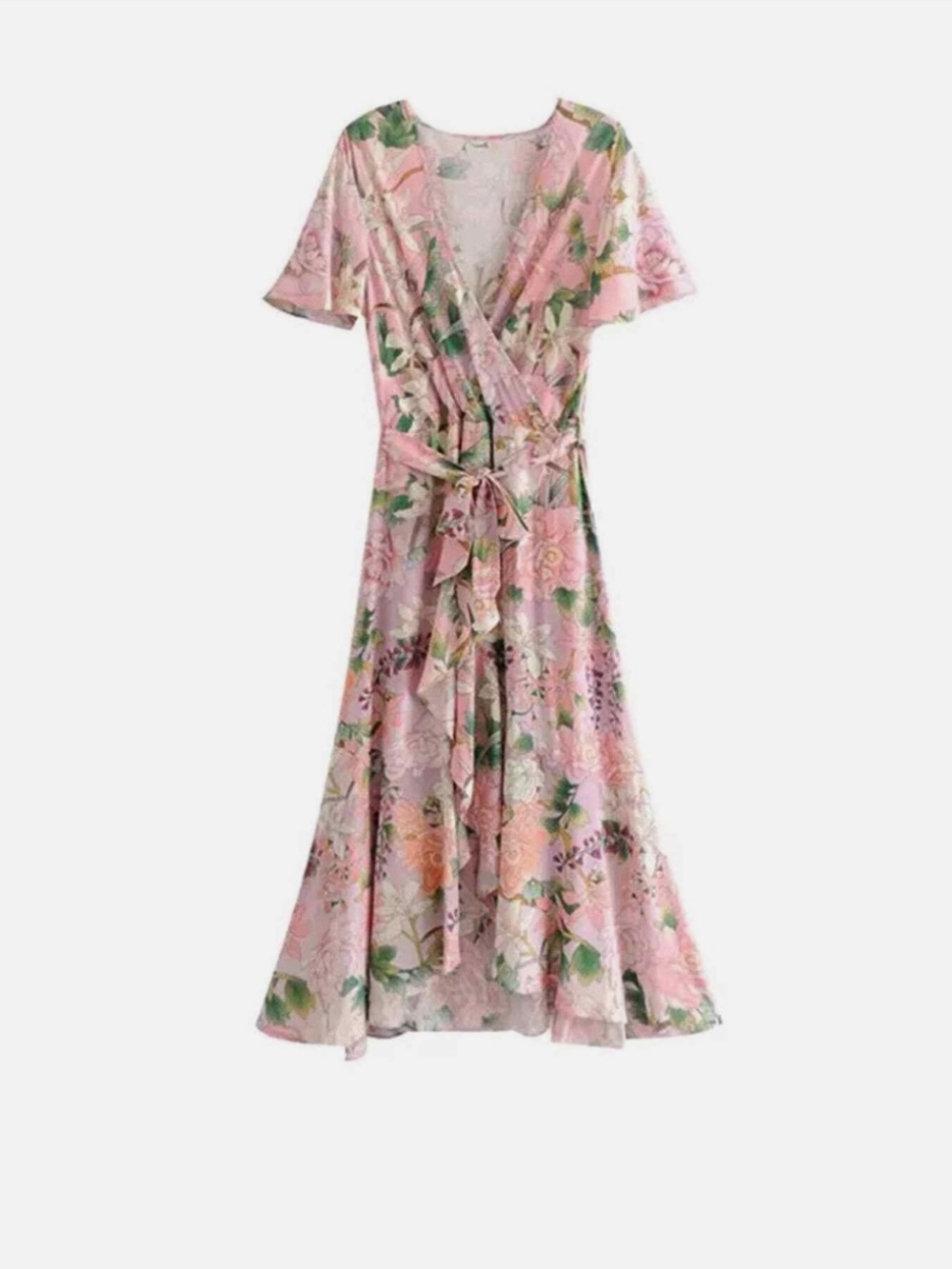 *Knockoff* Spell Lily Dress in Lilac (Floral Faux Wrap Flutter Hem Midi) - Picture 2 of 5